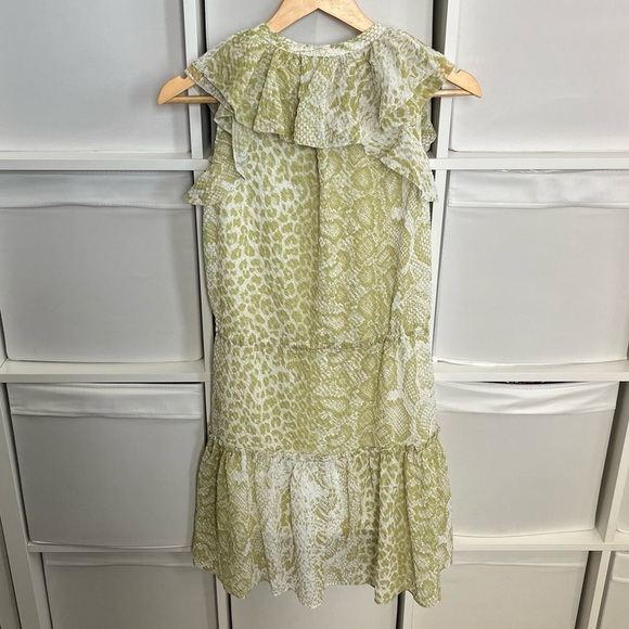 AllSaints Ali Noche Dress in Green Animal Printt - Picture 7 of 8
